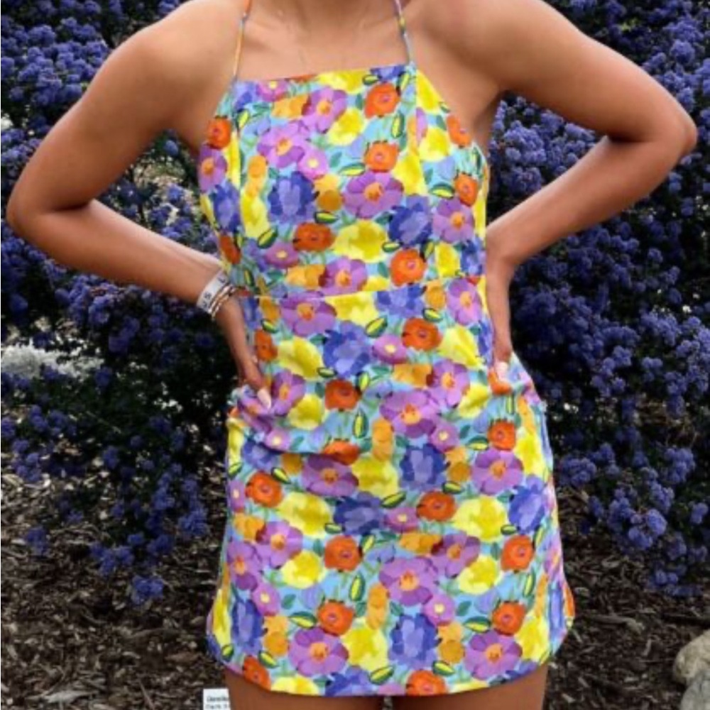 Zara Floral Criss Cross Mini Dress/Skort Size Small